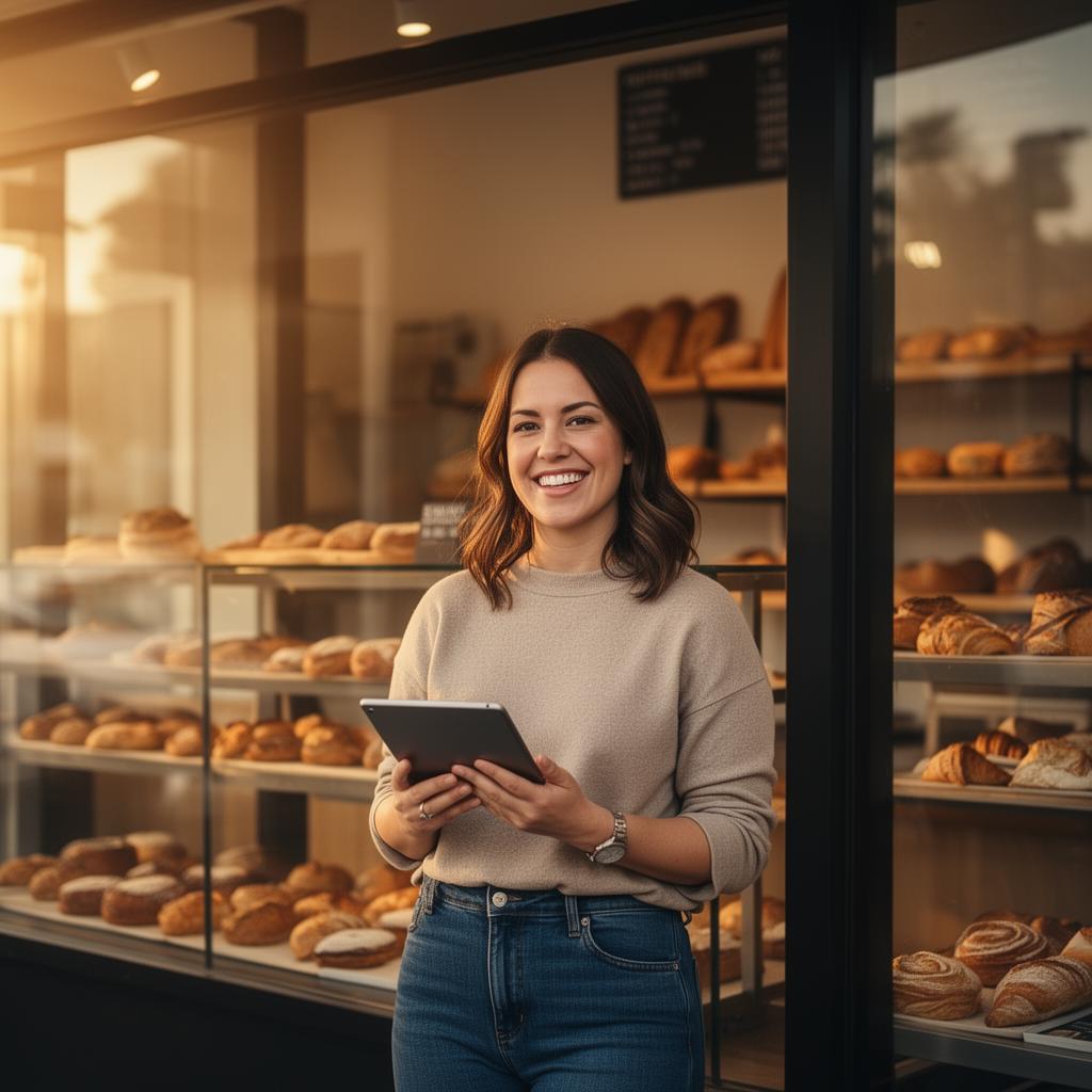 Portland small business owner in her Pearl District bakery, financed by Ridgeline Lenders